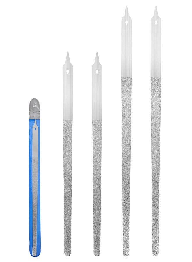 KFHENSOMR 4Pcs Diamond Deb Nail File Stainless Steel Buffers, Metal Nail File with Sharp Pointed Tip for Natural Nails Double-Sided Manicure Pedicure Toenail Tools for Salon and Home - Image 1